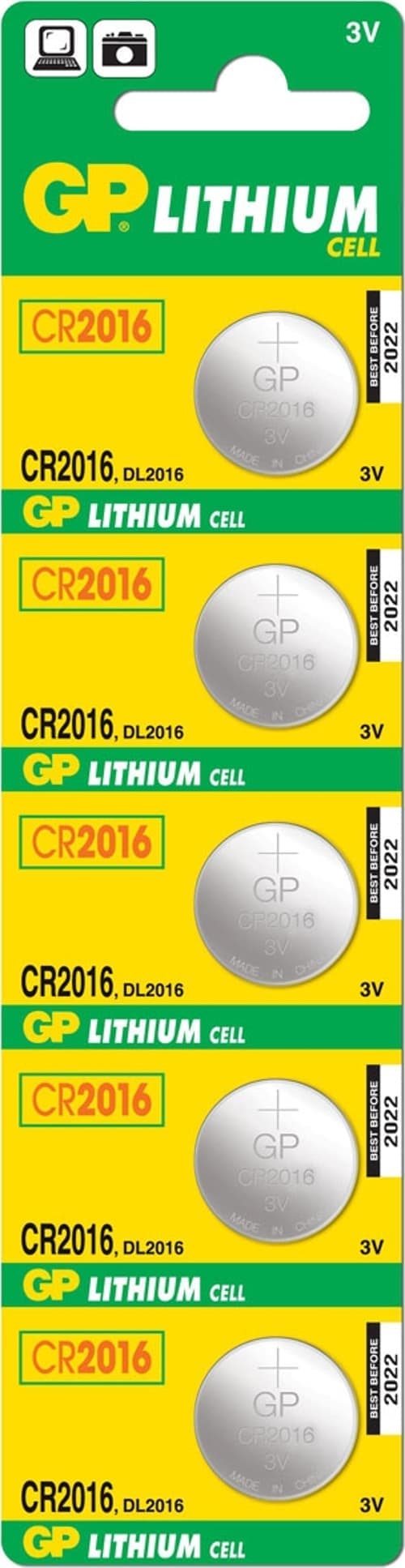 Gp Litium Cr2016 3v Nappiparisto 5-pakkaus – GP BATTERIES