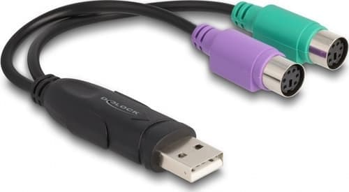 Delock 61051 Ps/2-johto 0,17 M 2x 6-p Mini-din Usb A Musta, Vihreä, Purppura – Delock