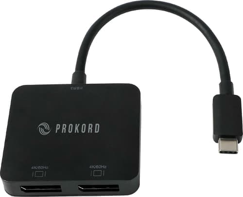 Prokord Usb-c – 2x Displayport -sovitin 4k 60hz (splitter / Dual Display) 0.12m Usb-c 2 X Displayport Musta – Prokord