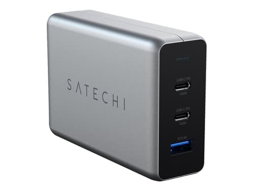 Satechi St-tc100gm - 100w Gan-matkalaturi, Jossa On Kaksi Usb-c- Ja Usb-a-porttia Harmaa – Satechi