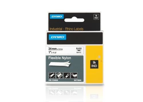 Dymo Tape Rhinopro Joustava Nylon 24mm Musta/valkoinen – Dymo