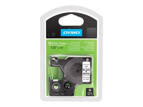Dymo Tape D1 12mm Musta/valkoinen Pysyvä Polyesteri – Dymo