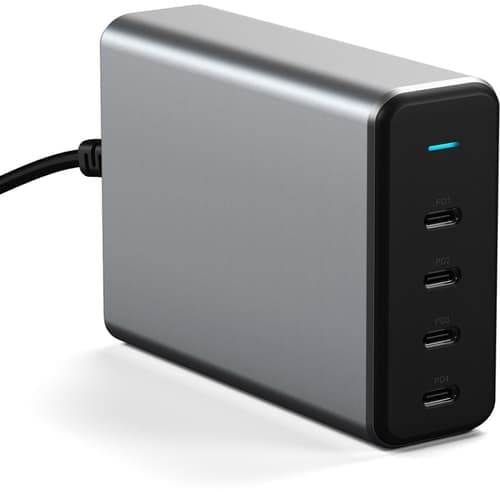 Satechi 165 W:n Usb-c 4-porttinen Pd Gan Charger -laturi Harmaa, Musta – Satechi