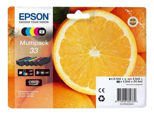 Epson Muste Monipakkaus (b/c/m/y/pb) Claria Premium 33 - Xp-530 – Epson