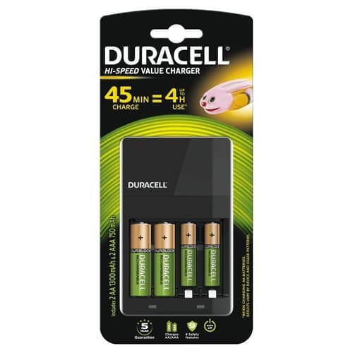 Duracell Yhdellä Latauksella 4 Tunnin Käyttö + 2 X Aa Ladattavia Plus Paristoja – Duracell