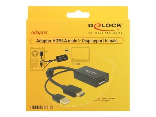 Delock Videomuunnin 0.254m Hdmi, Usb Displayport Musta – Delock