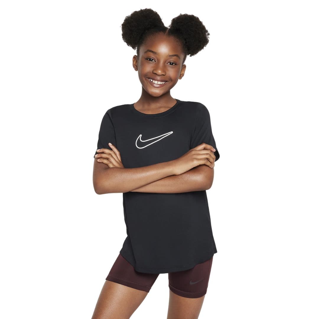 Nike One Fitted Girls Dri-FIT Short-Sleeve Top Black – Nike