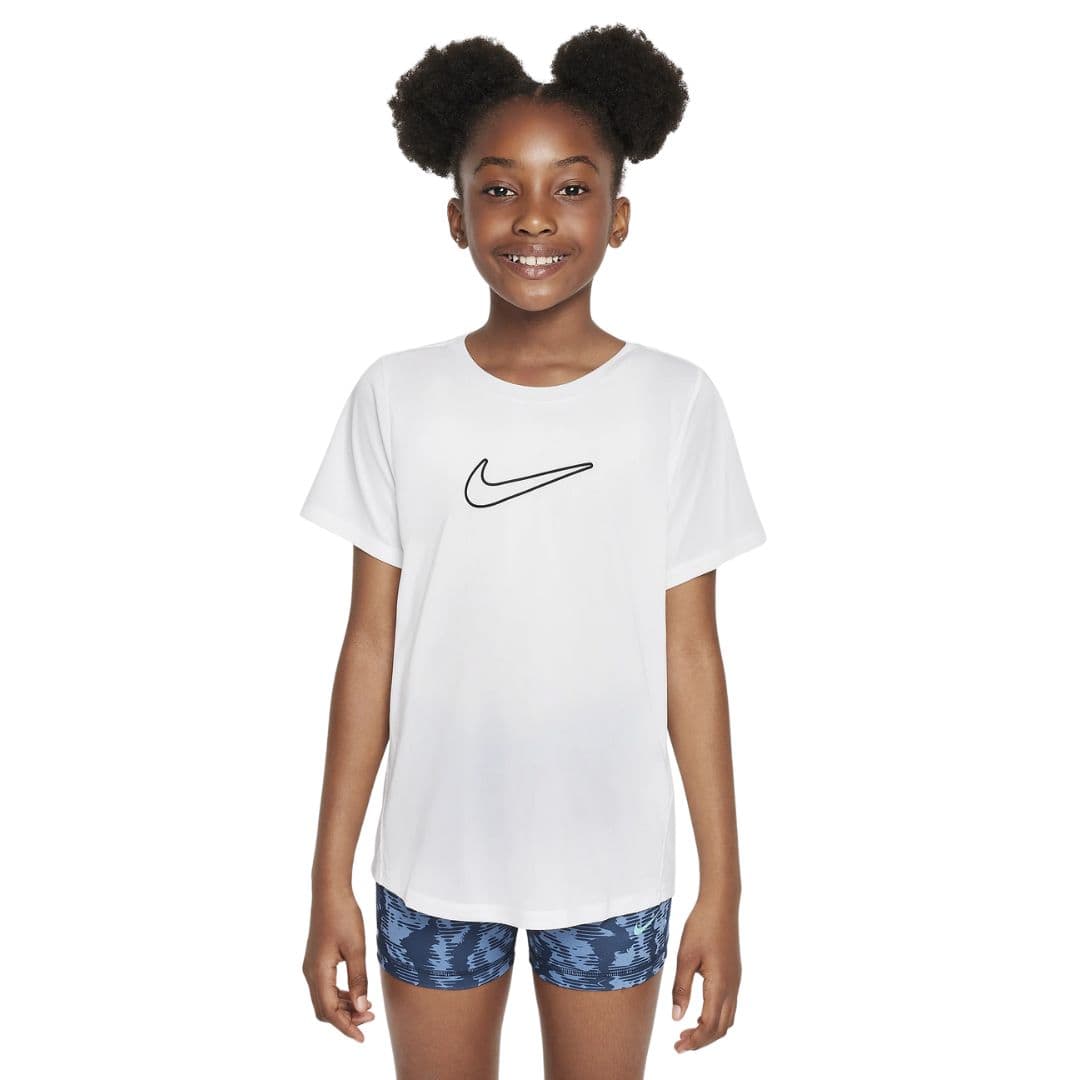 Nike One Fitted Girls Dri-FIT Short-Sleeve Top White – Nike