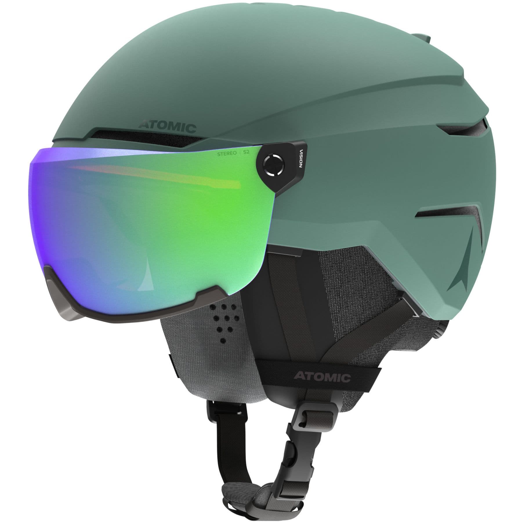 Atomic Savor Visor Stereo, laskettelukypärä visiirillä, vihreä – Atomic