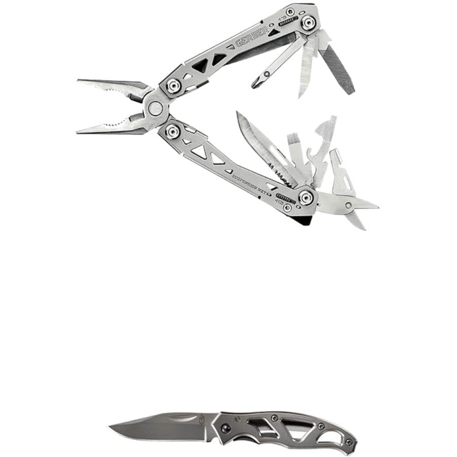 Gerber Suspension NXT & Mini Paraframe w-Gift T, monitoimityökalu ja veitsi, hopea – Gerber