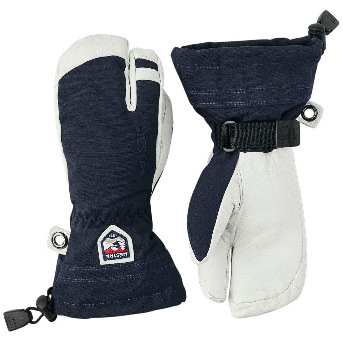 Hestra Army Leather Heli Ski, kolmisormiset hiihtohanskat, juniori, navy – Hestra