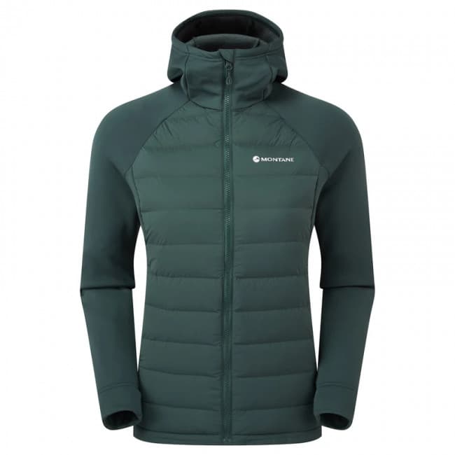Montane F Composite Hoodie, untuvatakki, naiset, tummanvihreä – Montane