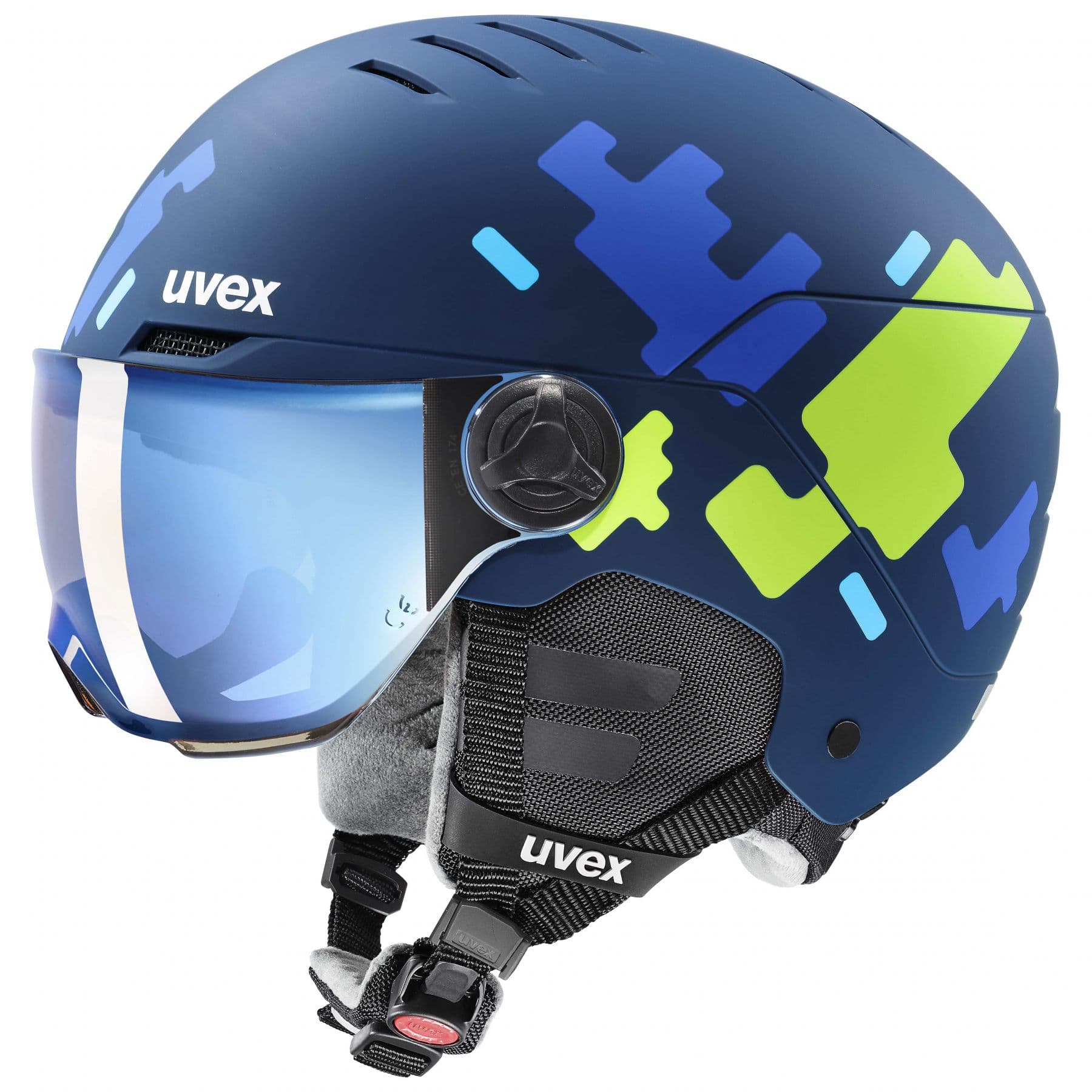 Uvex Rocket JR Visor, laskettelukypärä visiirillä, juniori, tummansininen – Uvex