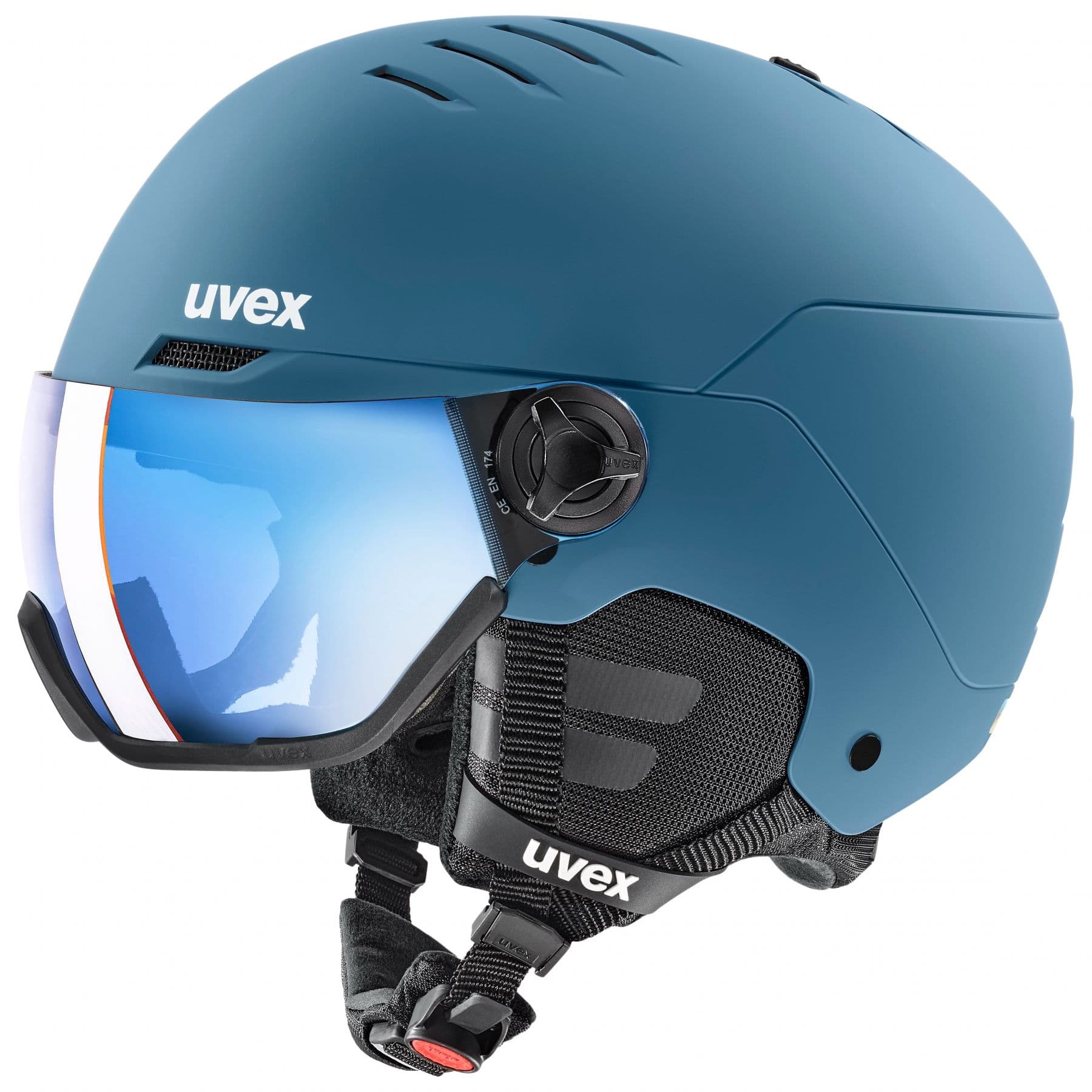 Uvex Wanted Visor, laskettelukypärä visiirillä, sininen – Uvex
