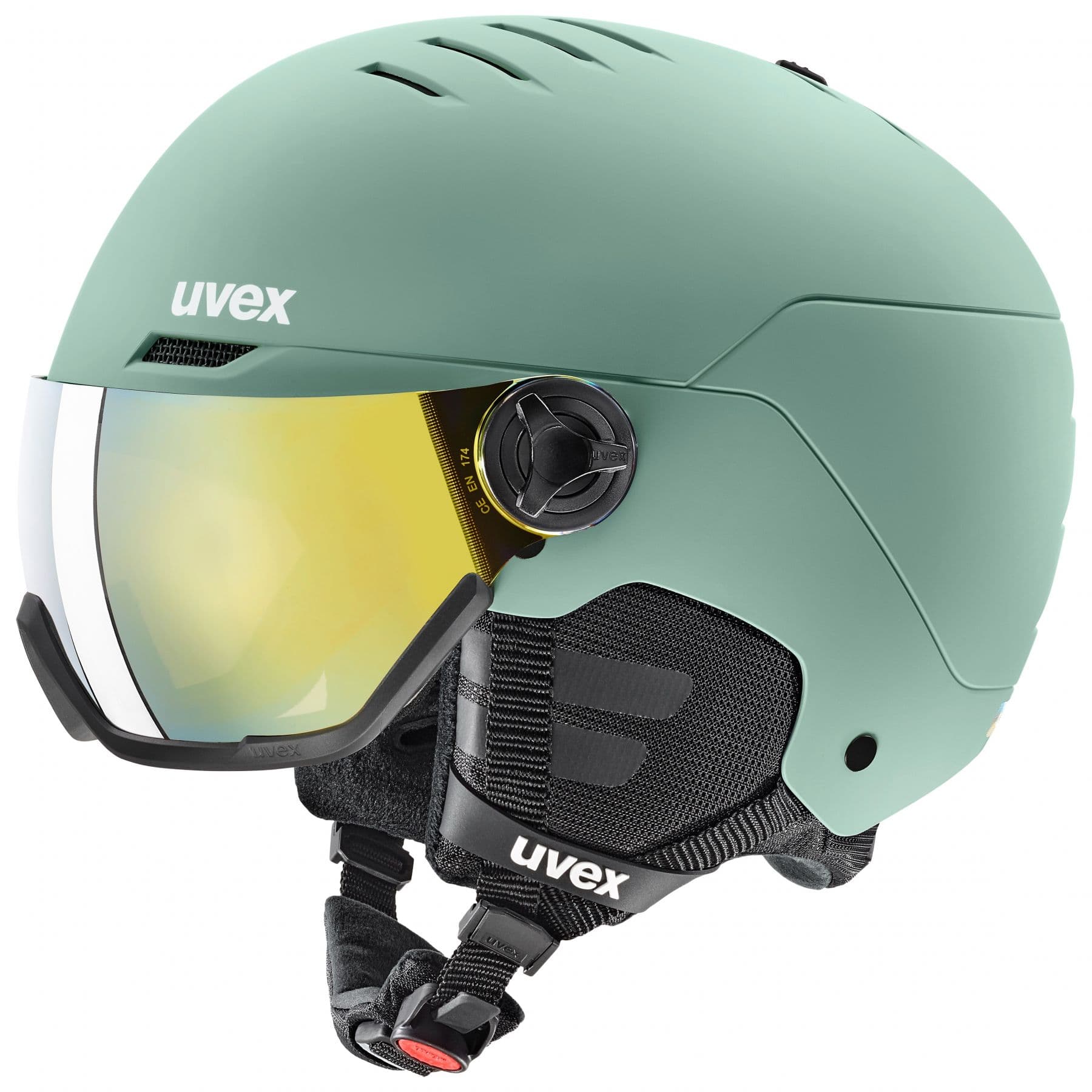 Uvex Wanted Visor, laskettelukypärä visiirillä, vaaleanvihreä – Uvex