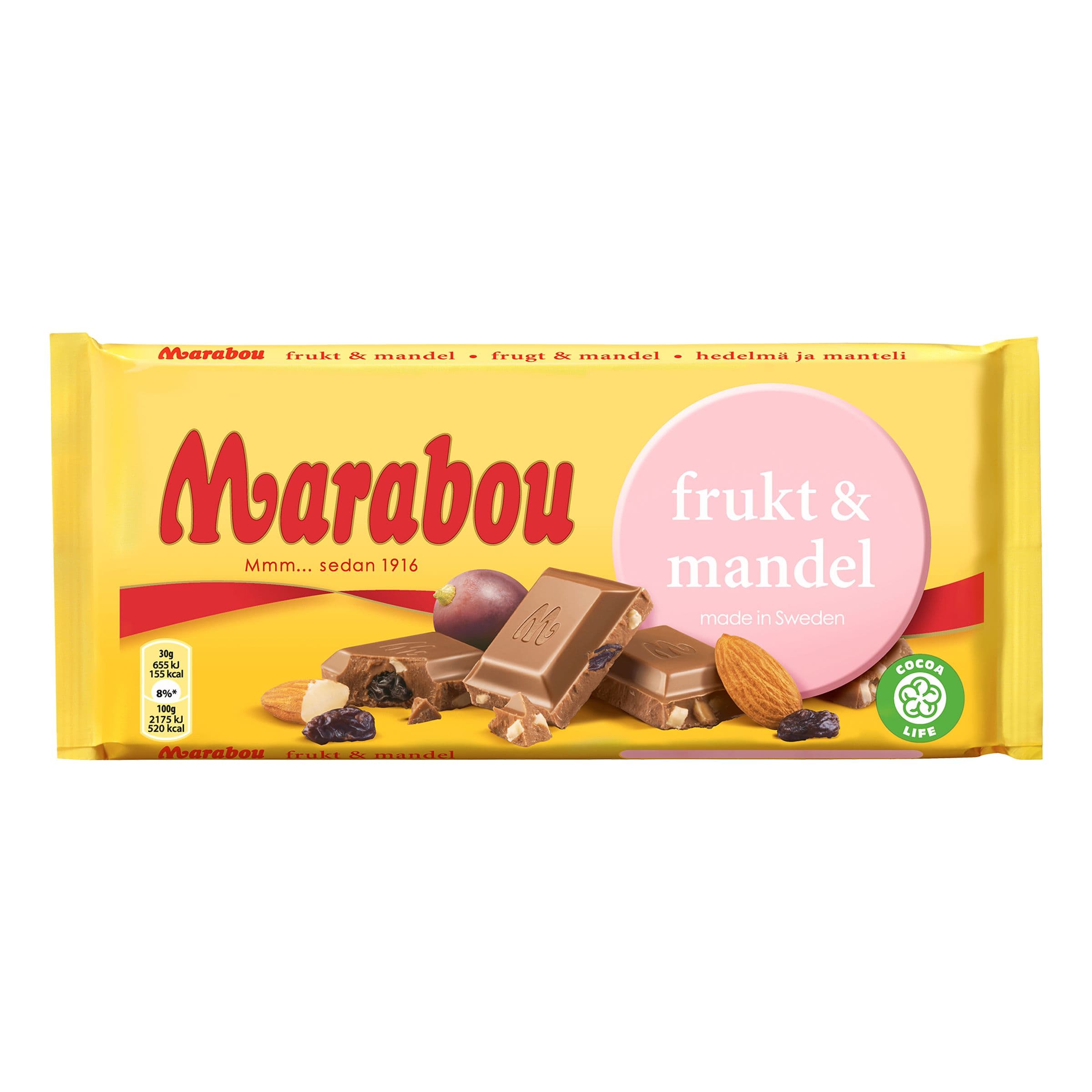 Marabou Hedelmää & Mantelia Suklaalevy - 90 gram – ERT Godis Singel