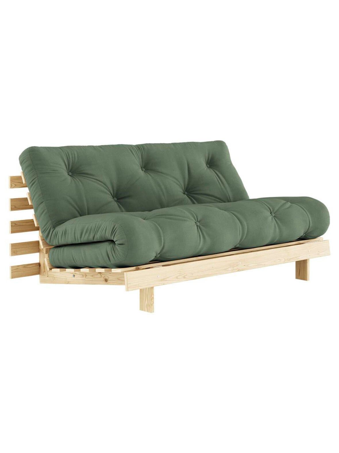Roots-futonsohva olive green/mänty l 160 cm – Karup