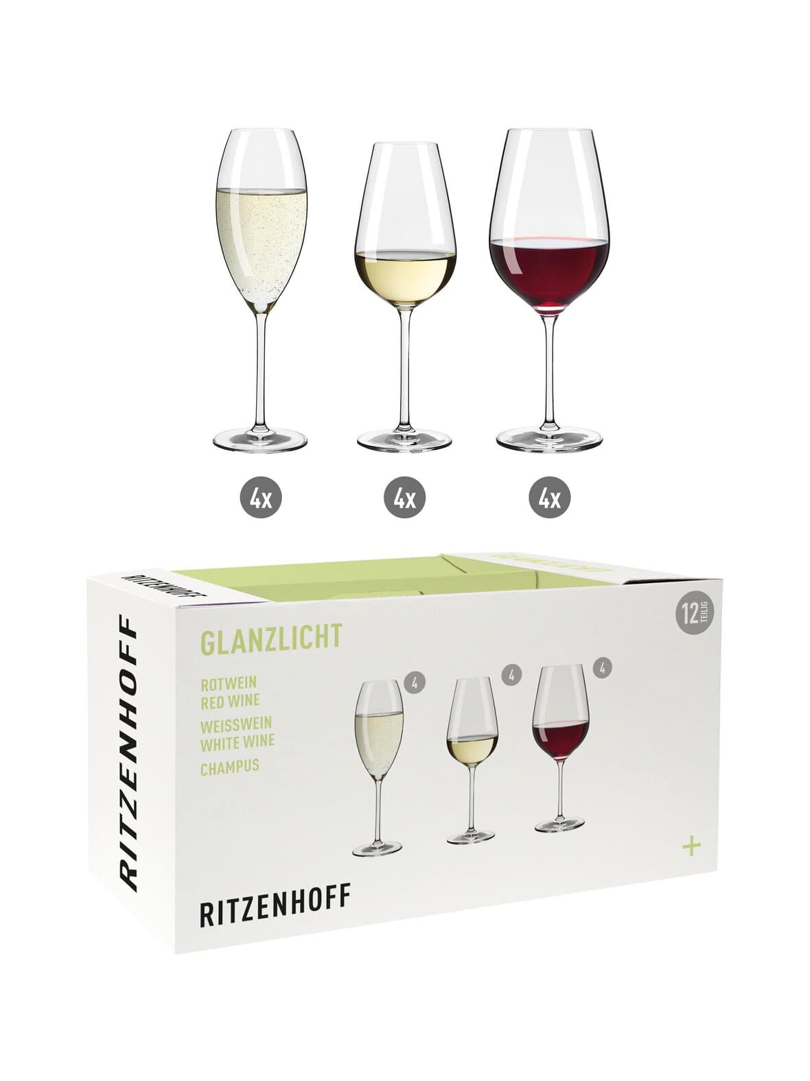 Glanzlicht wein -viini- ja kuohuviinilasit 12 -pack – Ritzenhoff
