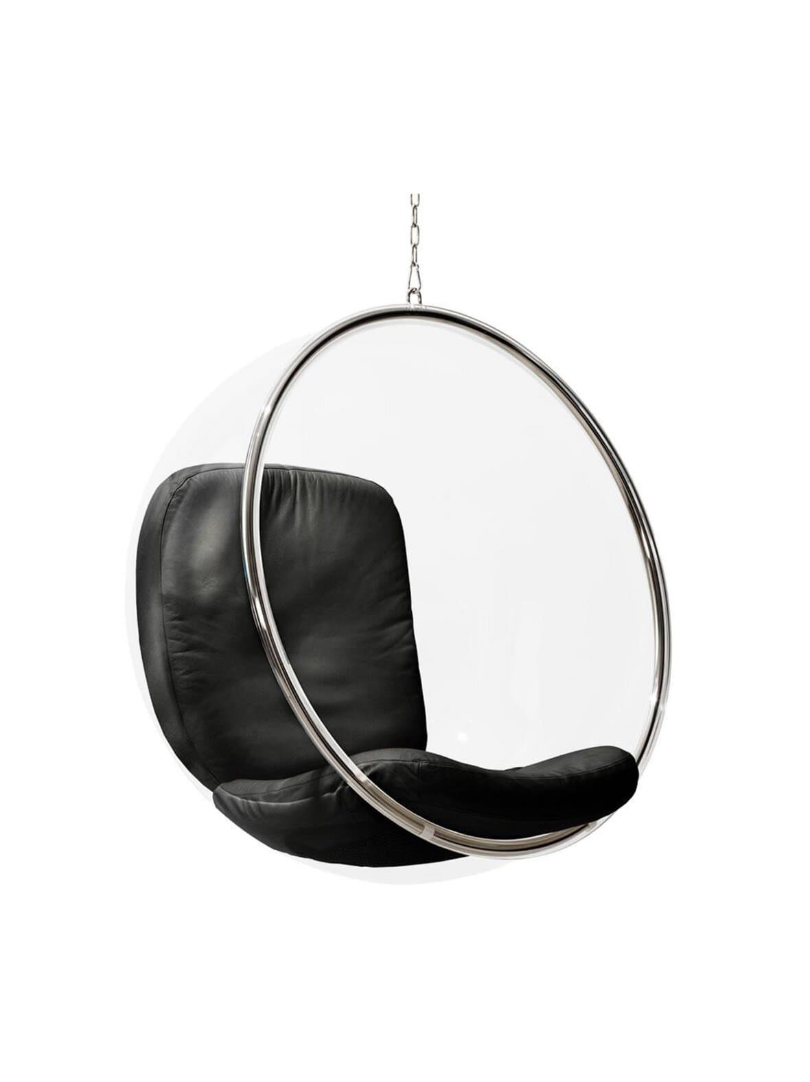 Kuplatuoli musta nahka – Studio Eero Aarnio