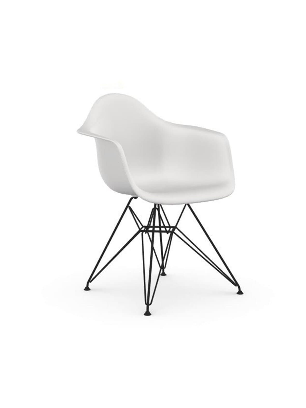 Eames dar re -tuoli käsinojilla cotton white/musta – Vitra