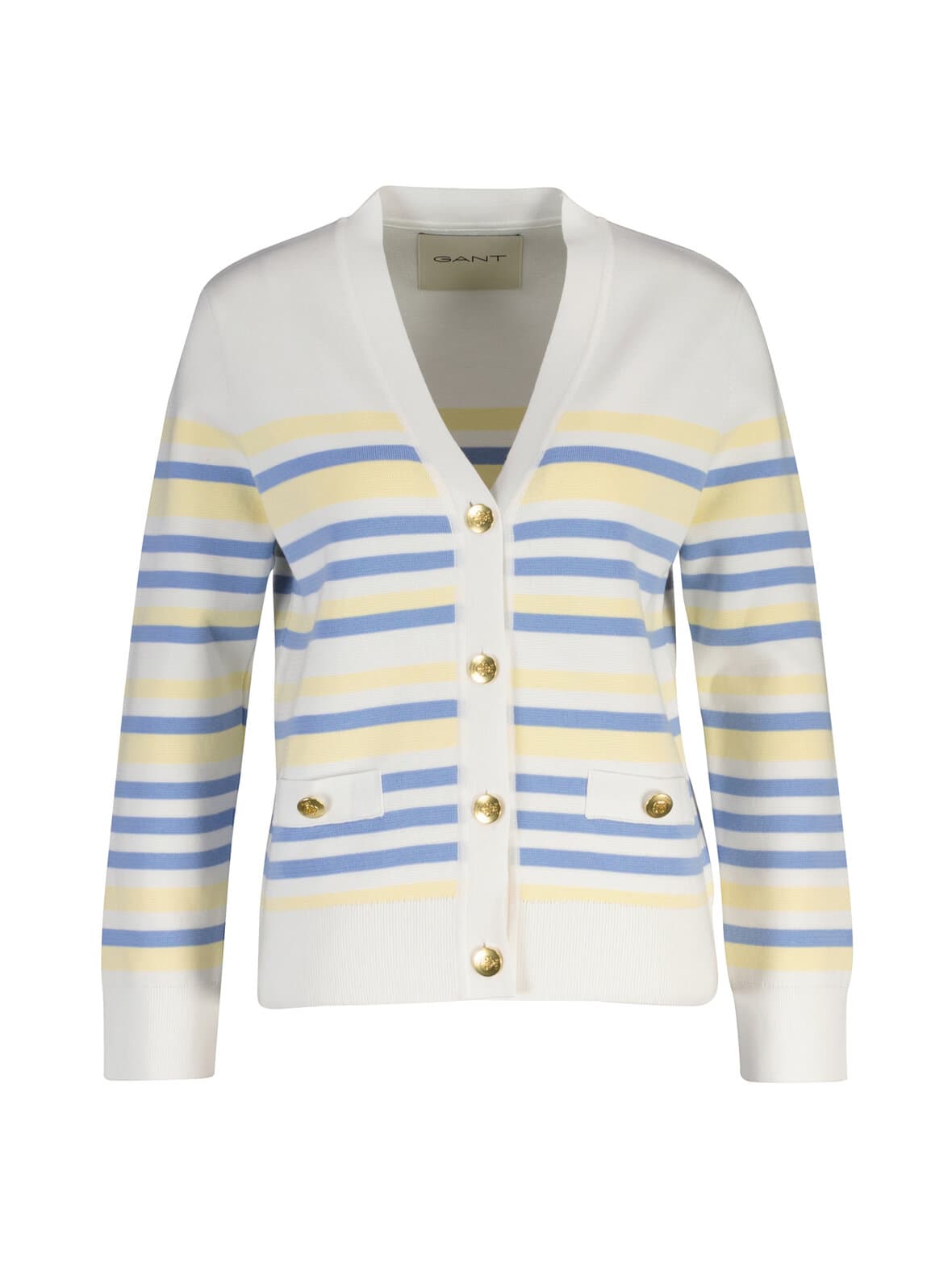 Textured striped v-neck -neuletakki – GANT