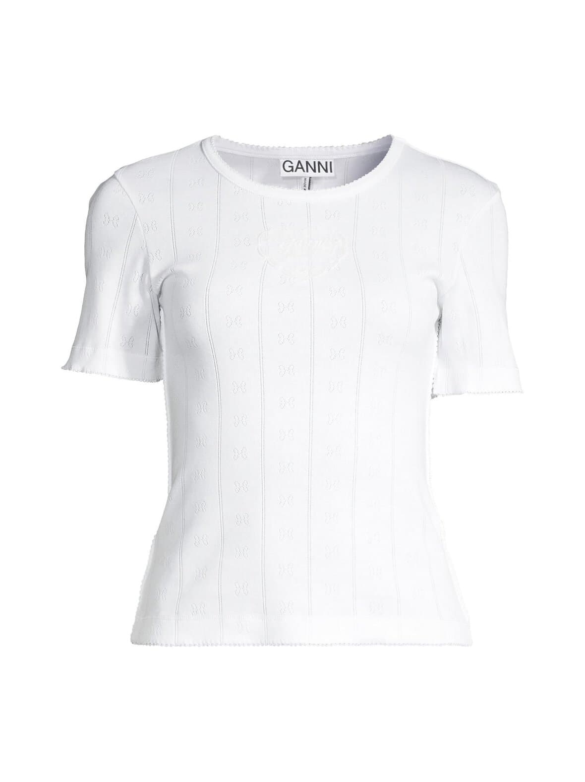 Compact pointelle rib t-paita – GANNI