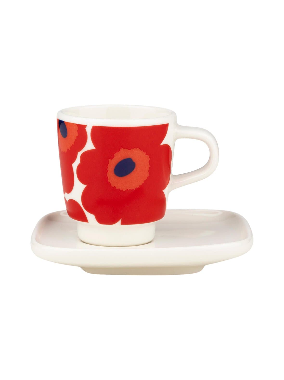 Oiva unikko -espressokuppi ja lautanen – Marimekko