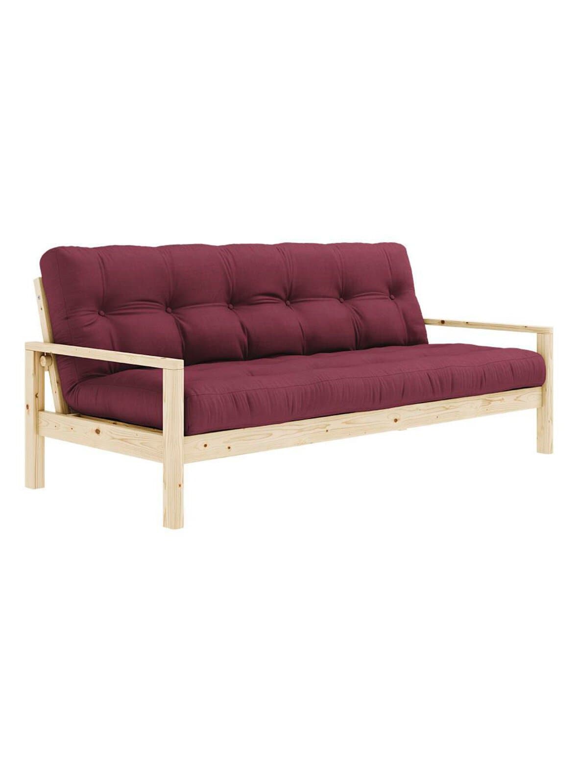 Knob-futonsohva bordeaux/mänty l 205 cm – Karup
