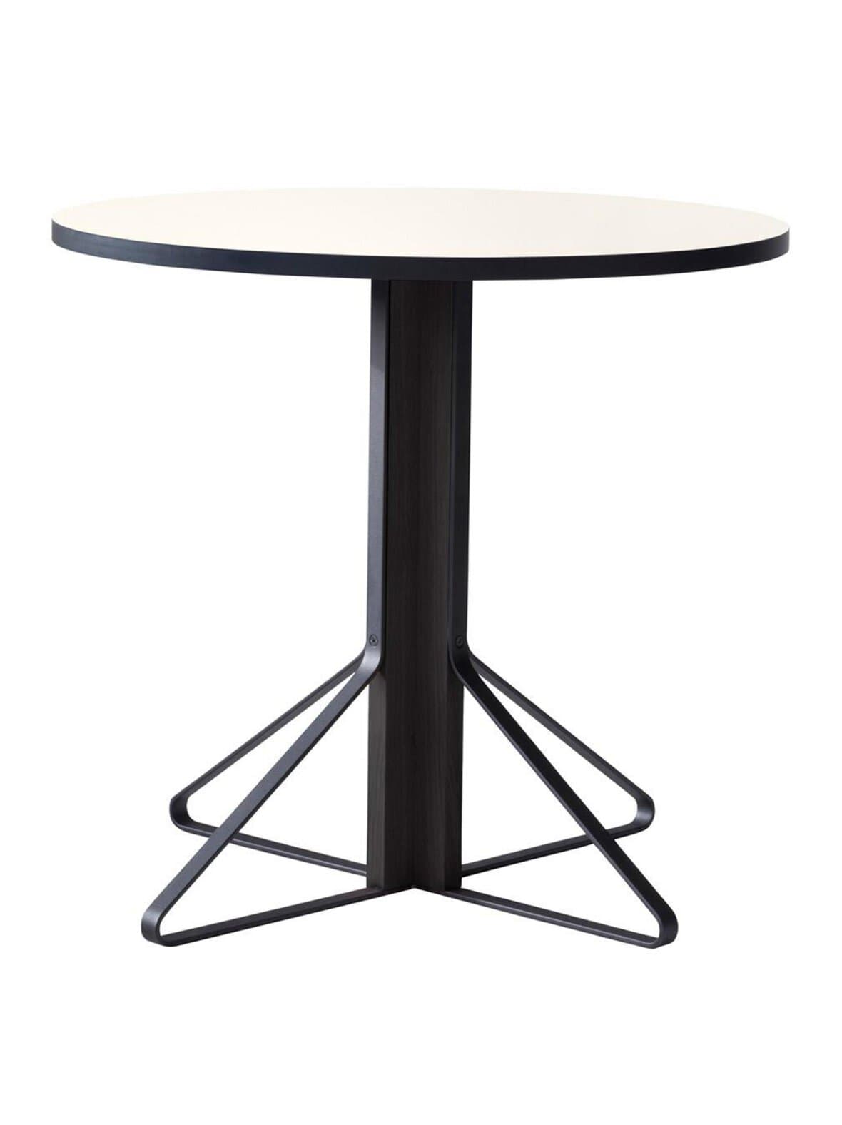 Kaari-pöytä valkoinen laminaatti/musta ø 80 cm – Artek