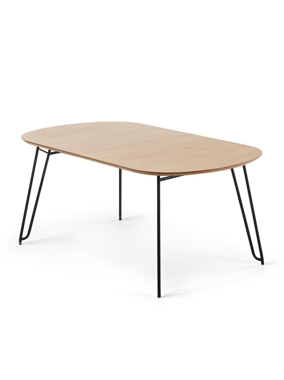 Novac- jatkettava ruokapöytä tammi/musta 90 x 140/220 cm – Kave Home