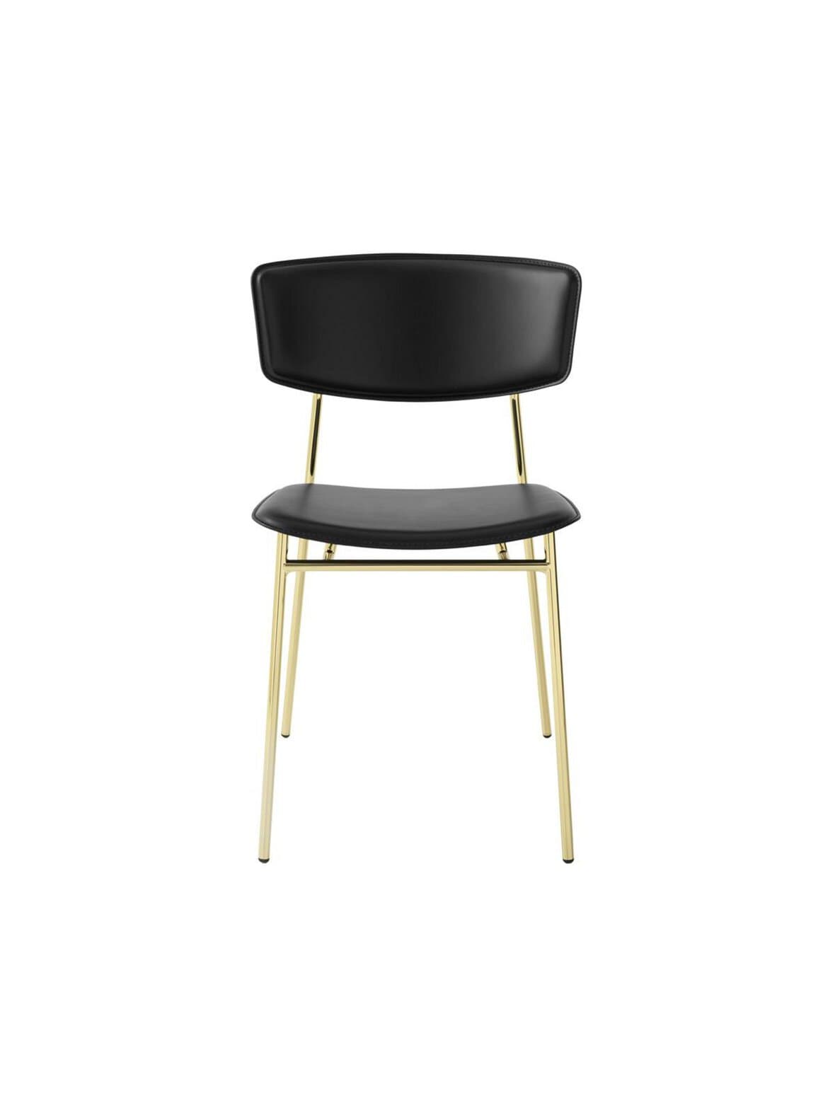Fifties-tuoli musta nahka/messinki – Calligaris