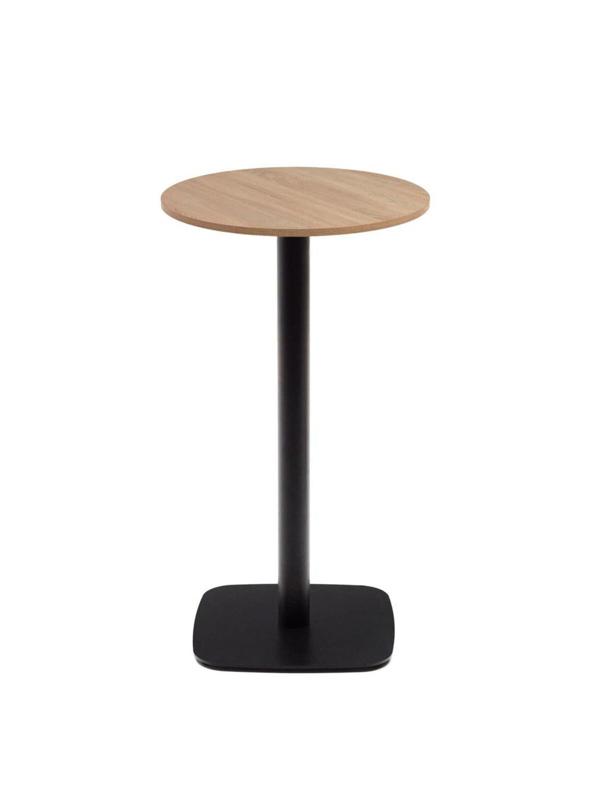Dina-baaripöytä tammi / musta ⌀ 60 cm – Kave Home