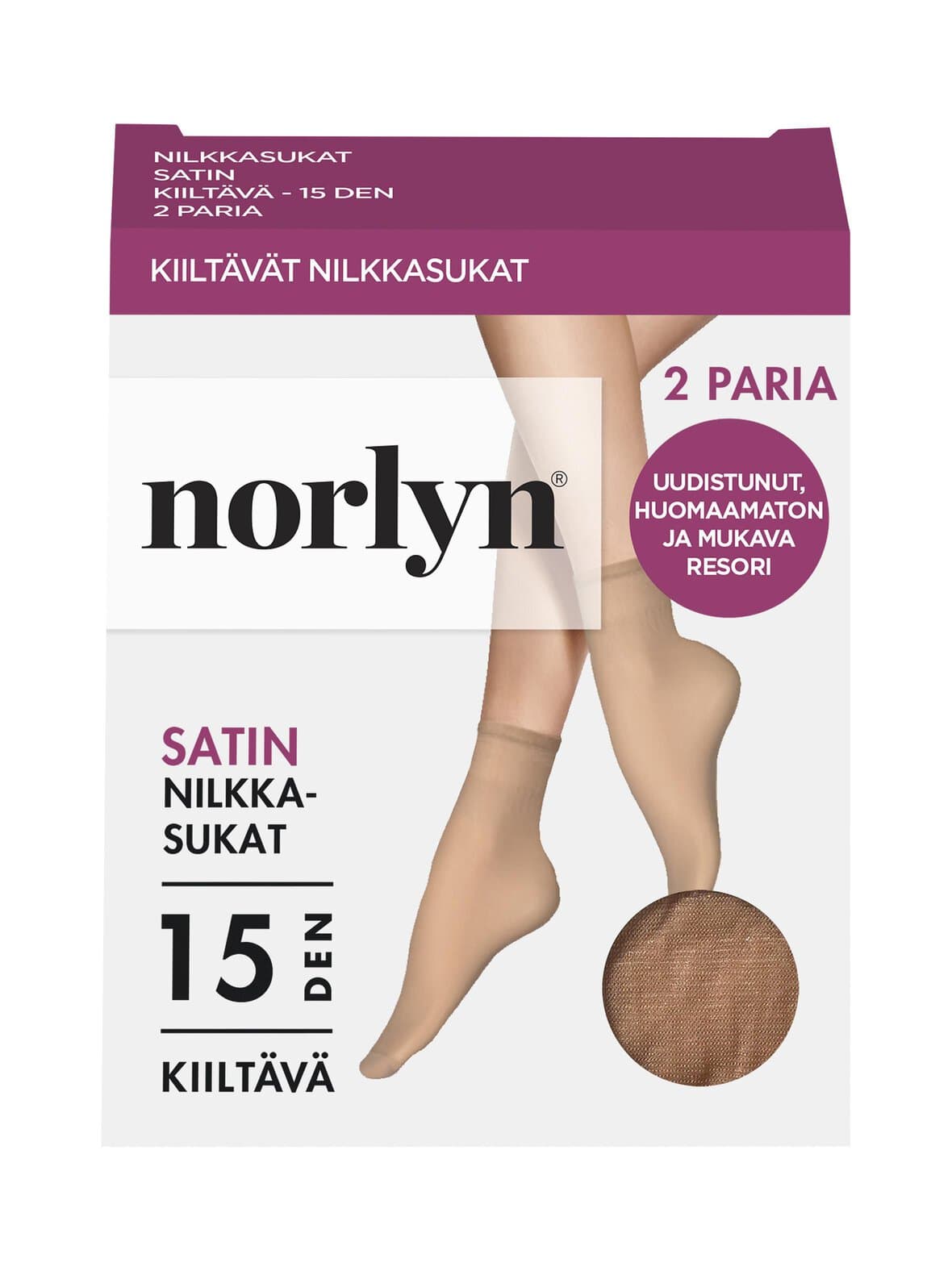 Satin 15 den ankle socks -sukat 2-pack – Norlyn
