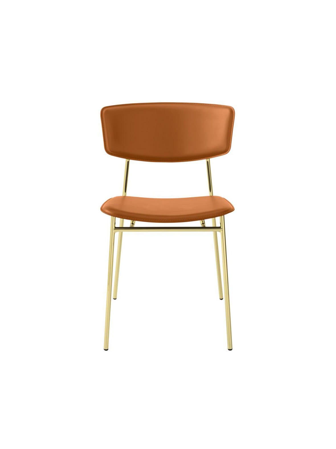 Fifties-tuoli konjakinruskea nahka/messinki – Calligaris