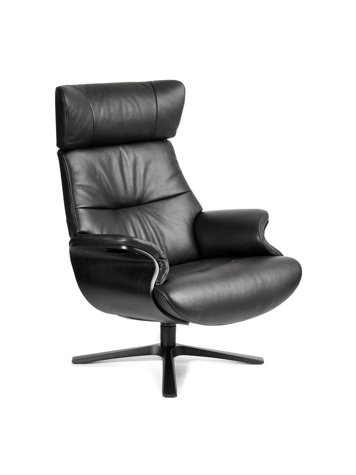 Afterwork 2 -nojatuoli korkea jalka sorrento-nahka musta / musta tammi – Conform