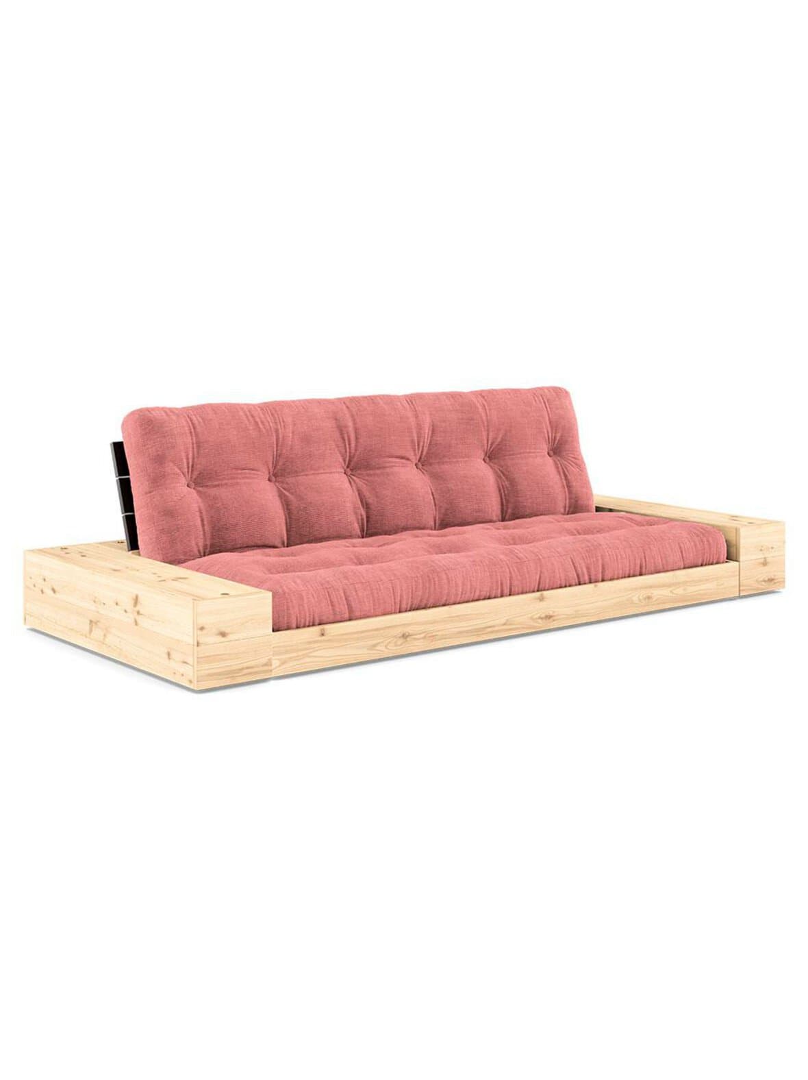 Base-futonsohva laatikoilla corduroy-kangas sorbet pink/musta l 244 cm – Karup