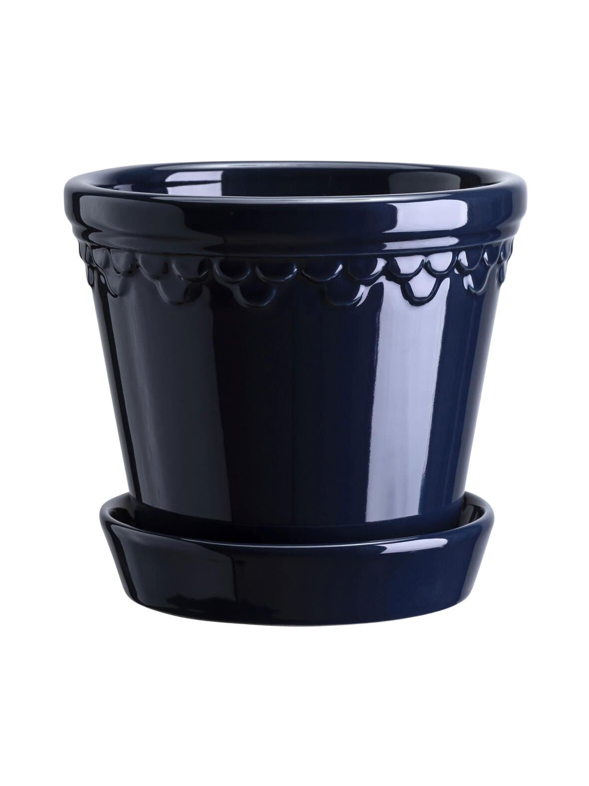 Københavner glazed sapphire blue -ruukku ja aluslautanen 21 cm – Bergs Potter