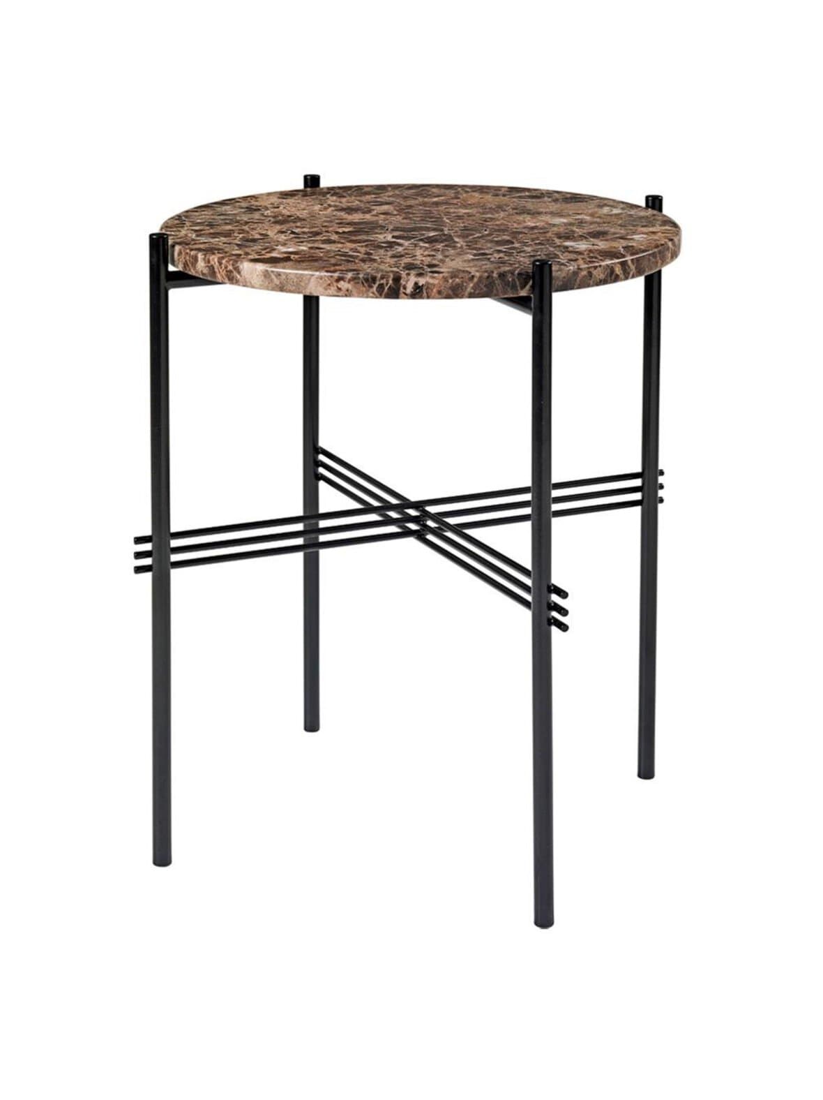Ts-sivupöytä ruskea marmori / musta ⌀ 40 cm – GUBI