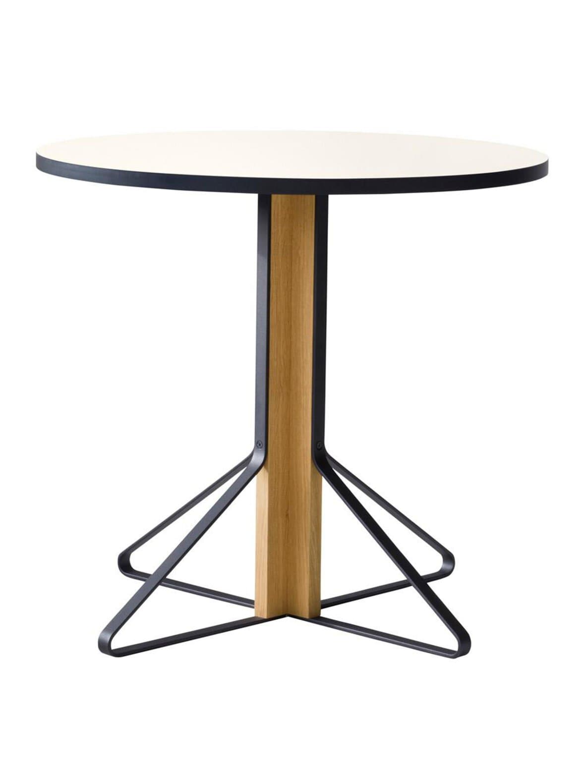 Kaari-pöytä valkoinen laminaatti/tammi ø 80 cm – Artek