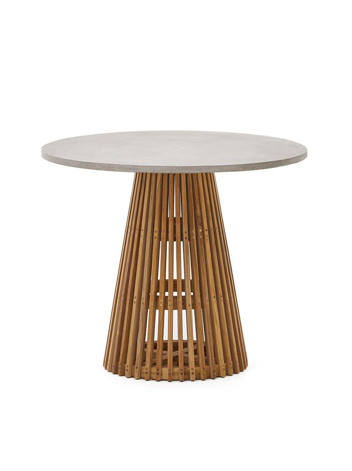Alcaufar-ruokapöytä tiikki/harmaa ⌀ 90 cm – Kave Home