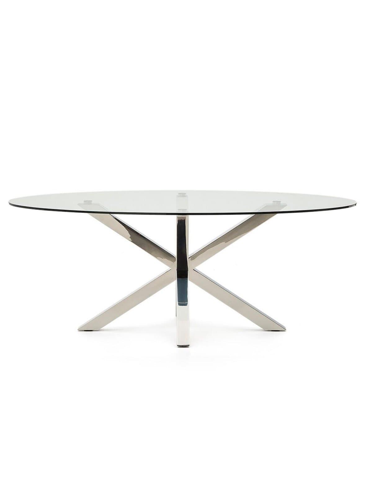 Argo-ruokapöytä lasi/kromi ⌀ 200x100 cm – Kave Home