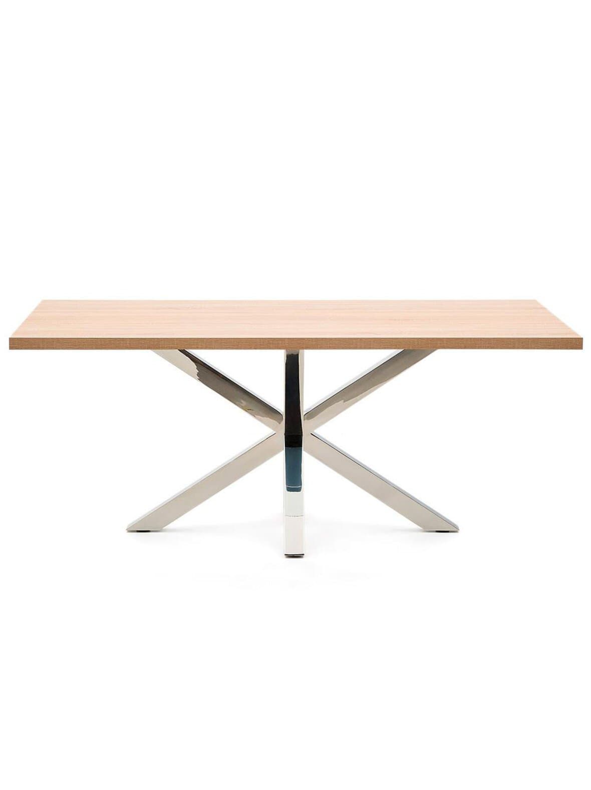 Argo-ruokapöytä tammenvärinen melamiini / kromi 200 x 100 cm – Kave Home