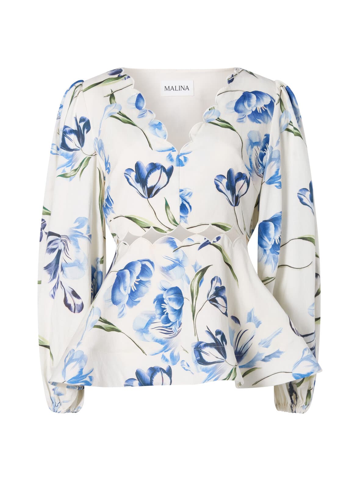 Maya scalloped balloon sleeve -paita – Malina