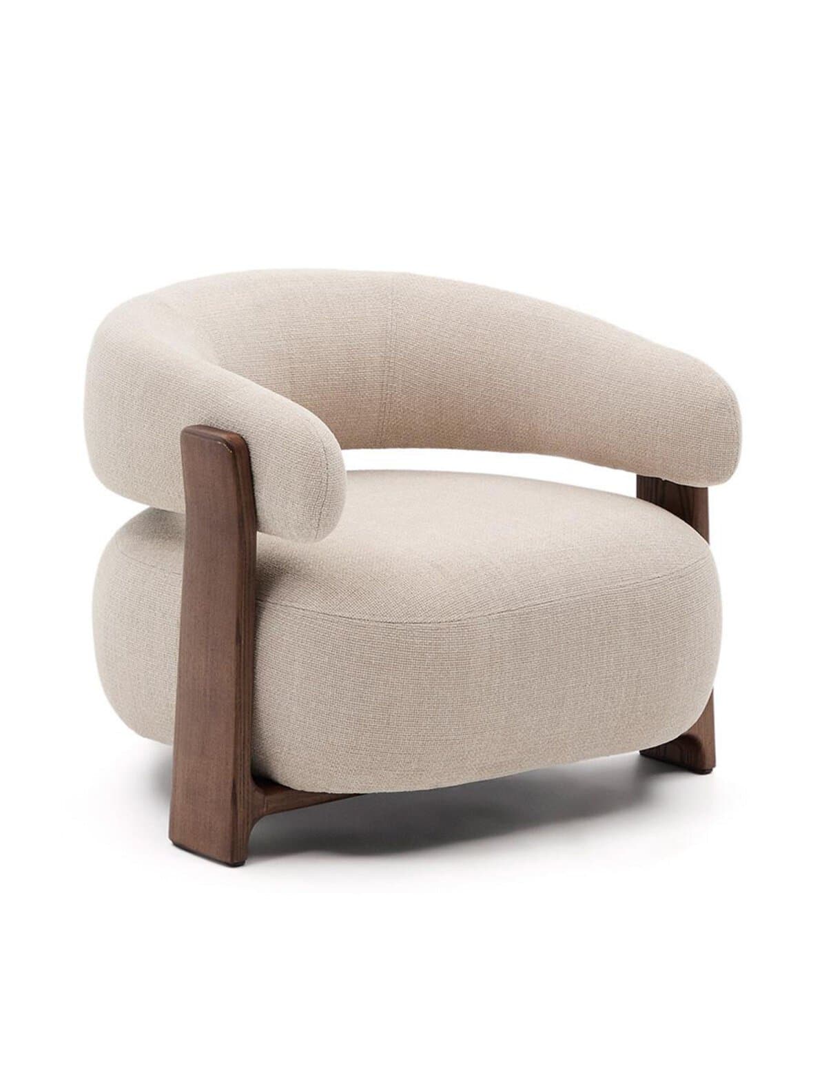 Granite-nojatuoli beige chenille / pähkinä – Kave Home