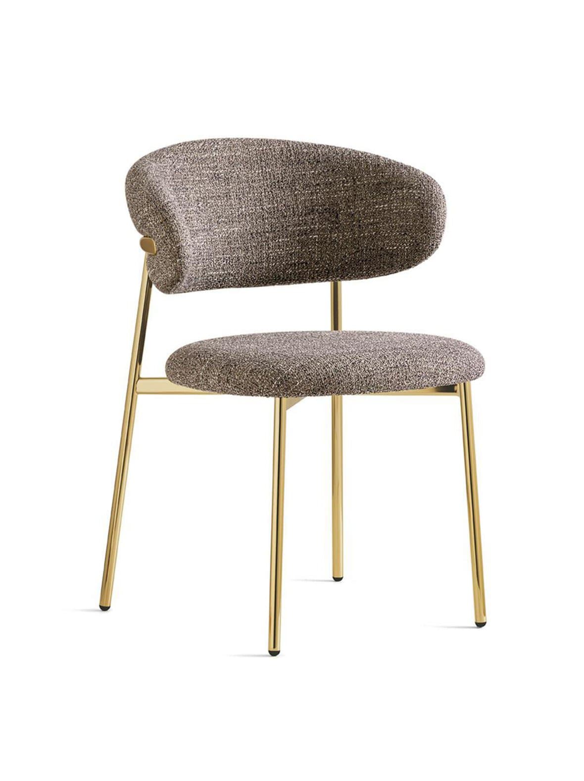 Oleandro-tuoli buklee-kangas taupe/kiiltävä messinki – Calligaris