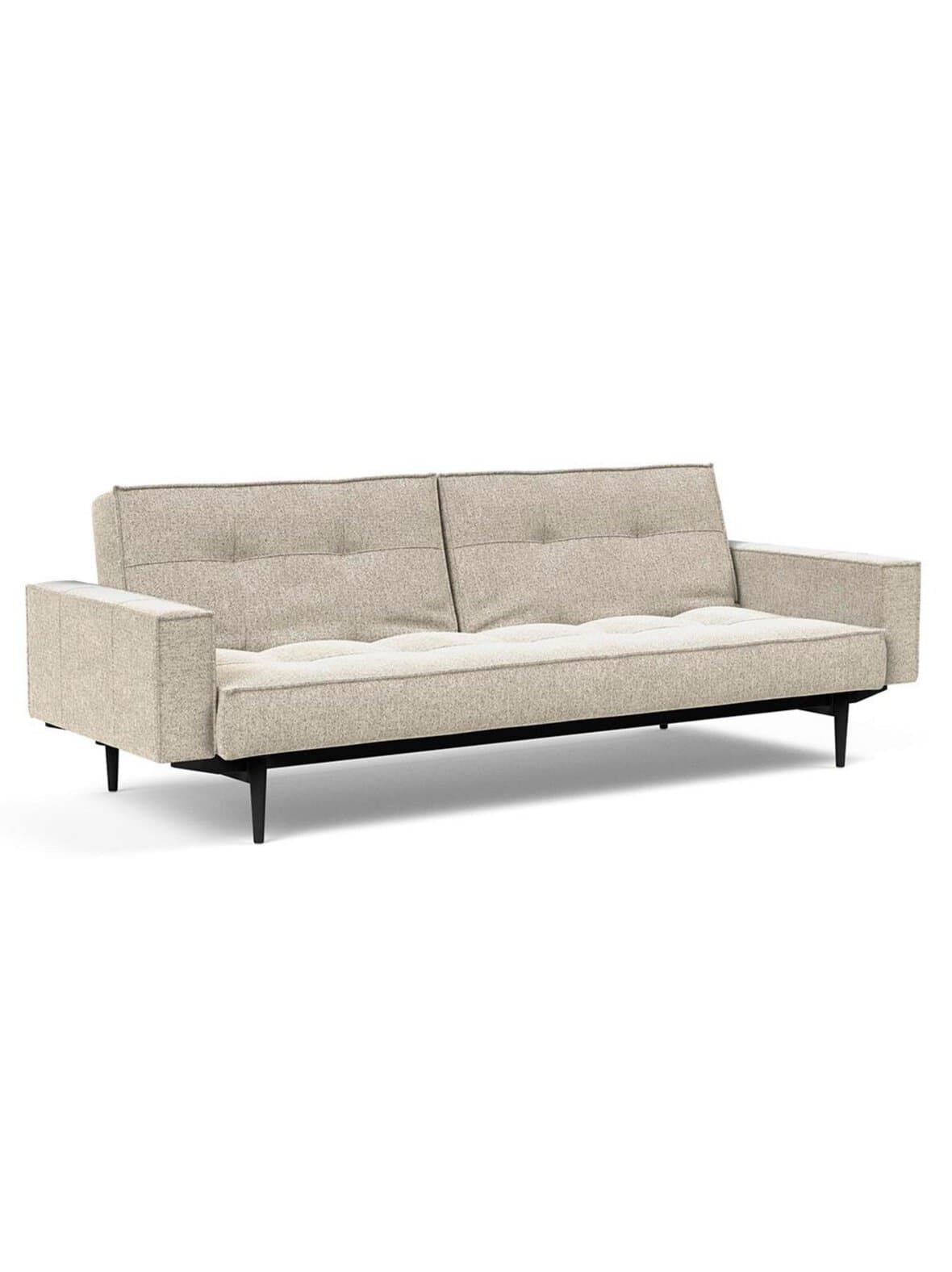 Splitback styletto -vuodesohva käsinojilla taura-kangas 357 luonnonvalkoinen / musta tammi – Innovation Living