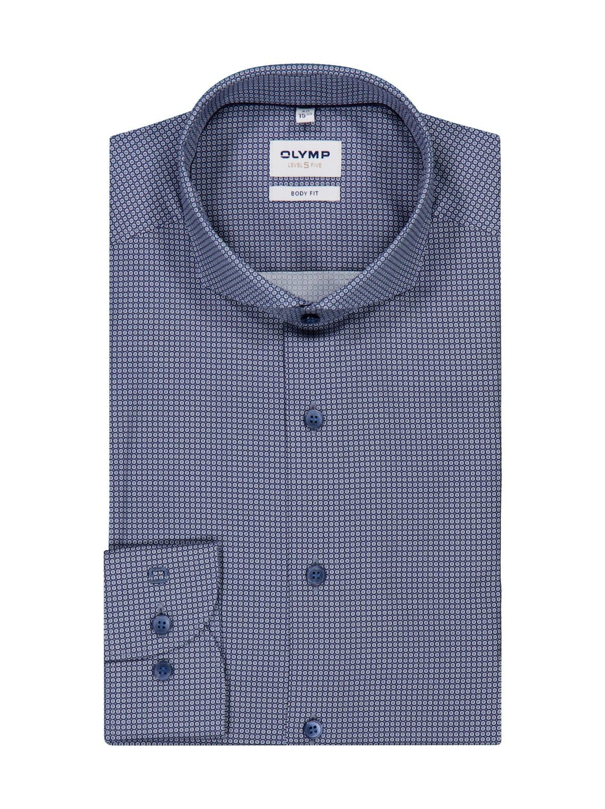 All over circle print body fit -kauluspaita – OLYMP