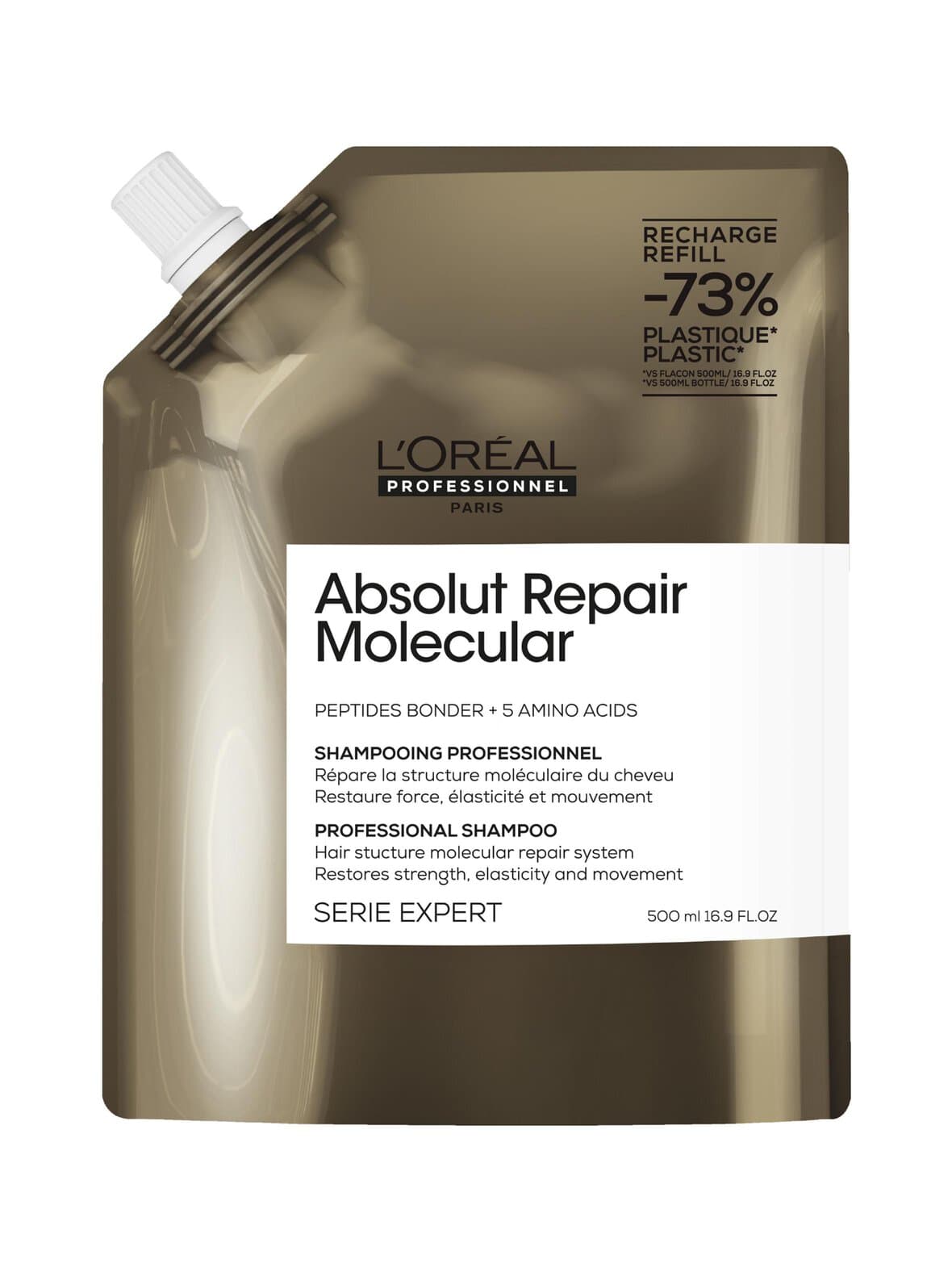 Absolut repair molecular shampoo refill -shampoo, täyttöpakkaus, 500ml – L'Oréal Professionnel