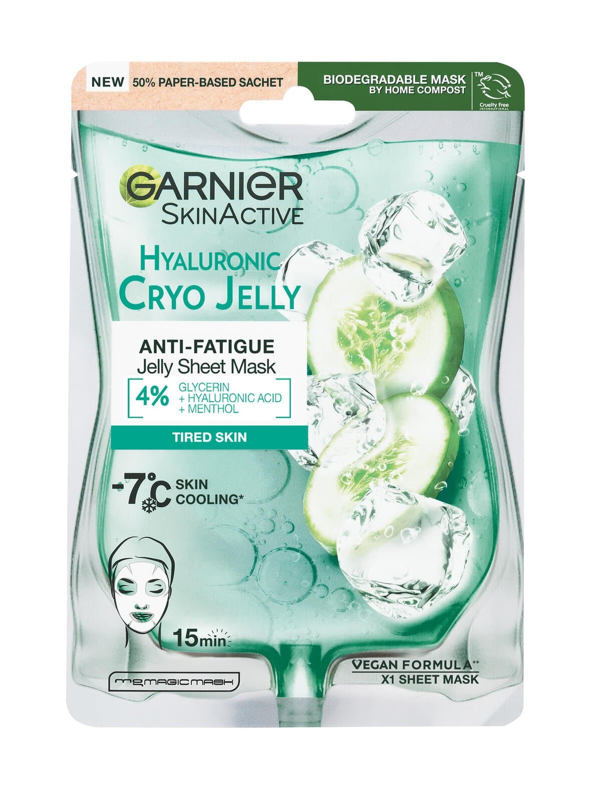 Skinactive hyalyuronic cryo jelly face sheet -kangasnaamio – Garnier