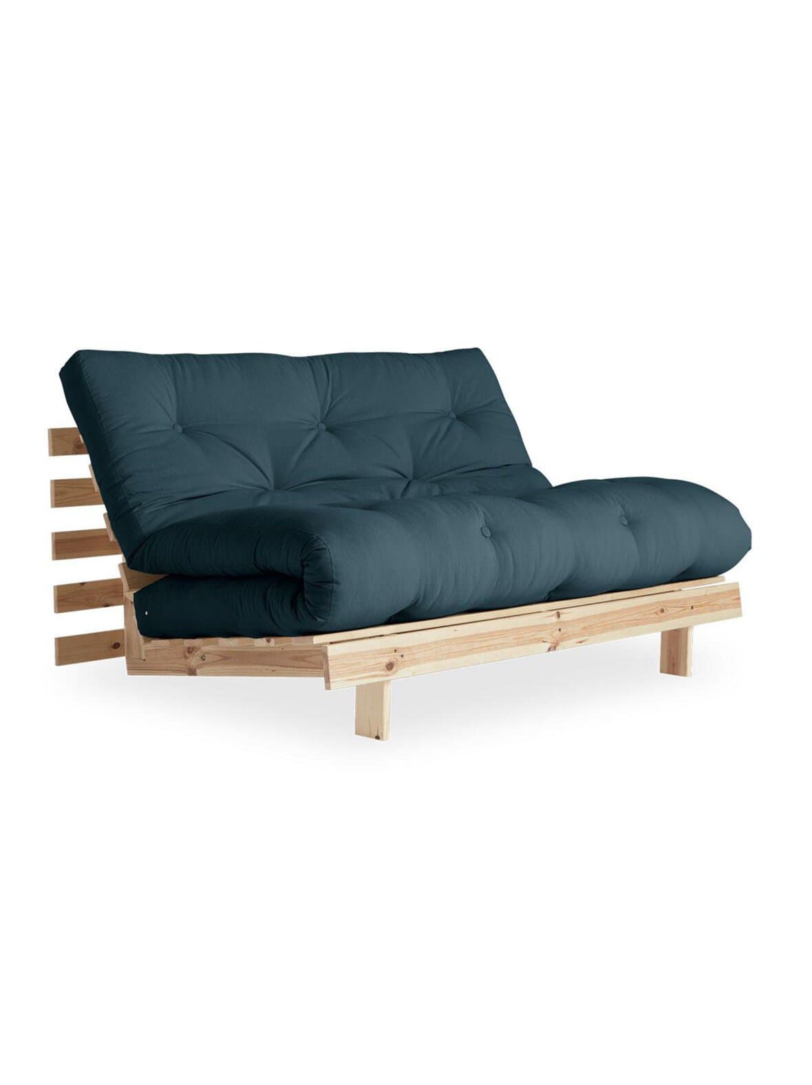 Roots-futonsohva petrol blue/mänty l 140 cm – Karup